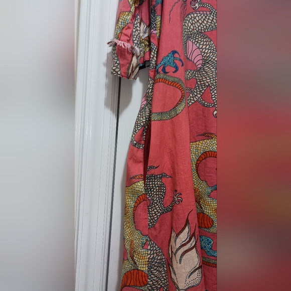 Dizzy Lizzy Chatham Drazon Print Linen pink Dress XSmall - Picture 4 of 11